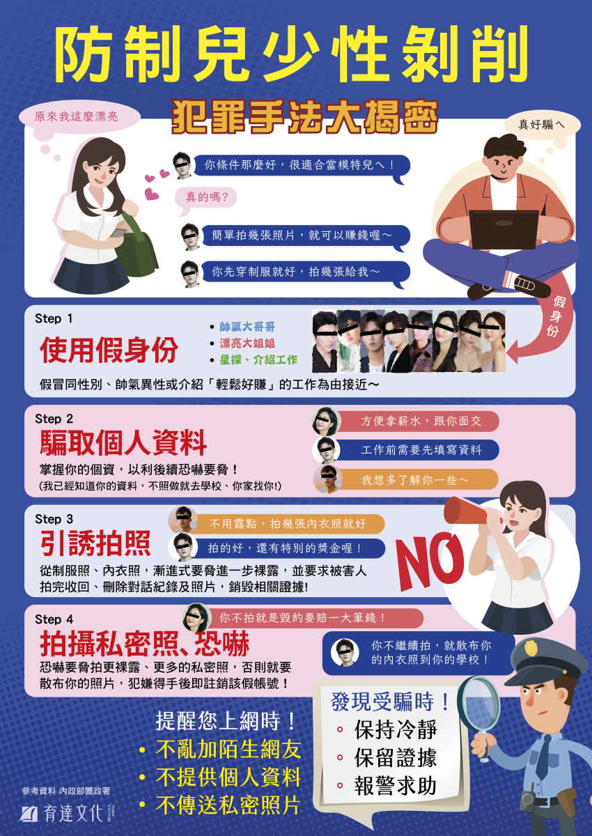 宣導海報-防治兒少性剝削，犯罪手法大揭密